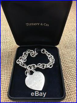 Tiffany & Co. Return To Extra X LARGE HEART Sterling Silver Charm Bracelet 7