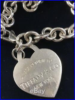 Tiffany & Co. Return To Extra X LARGE HEART Sterling Silver Charm Bracelet 7