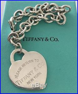 Tiffany & Co. Return To Extra X LARGE HEART Sterling Silver Charm Bracelet 7.5