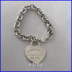 Tiffany & Co. Return To Extra X LARGE HEART Sterling Silver Charm Bracelet 7.5