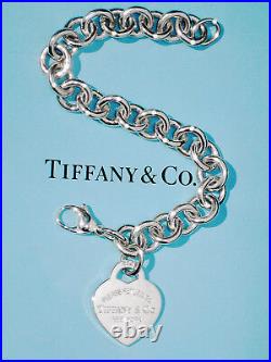 Tiffany & Co Return To Tiffany Solid Sterling Silver Heart Tag Charm Bracelet