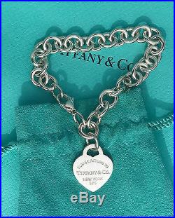 Tiffany & Co Return To Tiffany Sterling Silver Heart Tag Charm Bracelet 7.5 Inch