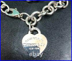 Tiffany & Co. Return to Heart Charm Tag Bracelet Silver 925 withBox and Pouch 6.7