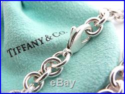 Tiffany & Co Return to Silver Blue Enamel Heart Charm Clasp Bracelet Bangle