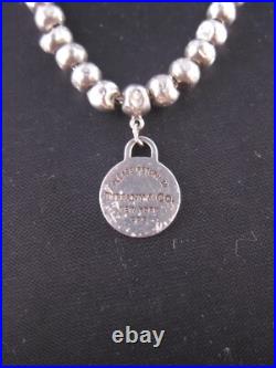 Tiffany & Co. Return to Tiffany 925 Sterling Silver Beaded Charm Bracelet Bangle