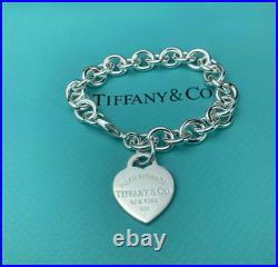 Tiffany & Co. Return to Tiffany Large Heart Charm Tag Bracelet Sterling Silver925