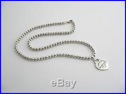 Tiffany & Co Return to Tiffany Silver Heart Mini Ball Bead Necklace Charm Chain