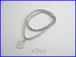 Tiffany & Co Return to Tiffany Silver Heart Mini Ball Bead Necklace Charm Chain