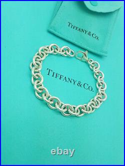 Tiffany & Co Round Links Sterling Silver Charm 8.5 Bracelet, full UK Hallmarks