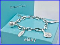Tiffany & Co. Silver 1837 5 Charm Dangle Rectangular Bracelet 7.25L 18418A