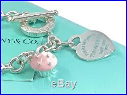 Tiffany & Co Silver 5 Charm Enamel Candy Cane Shoe Heart Toggle Bracelet 7.5in L