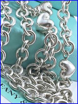 Tiffany & Co. Silver 5 Strand Chain Puff Heart Charm Toggle Bracelet 8in 1876C