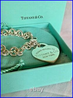 Tiffany & Co. Silver 7.25 Large Heart Tag Charm Bracelet