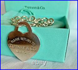 Tiffany & Co. Silver 7.25 Large Heart Tag Charm Bracelet