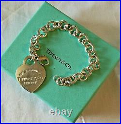 Tiffany & Co. Silver 7.25 Large Heart Tag Charm Bracelet