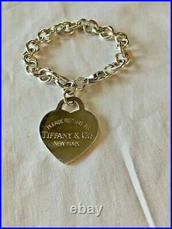 Tiffany & Co. Silver 7.25 Large Heart Tag Charm Bracelet