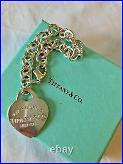 Tiffany & Co. Silver 7.25 Large Heart Tag Charm Bracelet