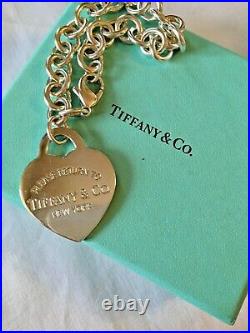 Tiffany & Co. Silver 7.25 Large Heart Tag Charm Bracelet