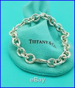 Tiffany & Co Silver 8mm Rolo Round Link Charm Bracelet 7.25 Hallmarked