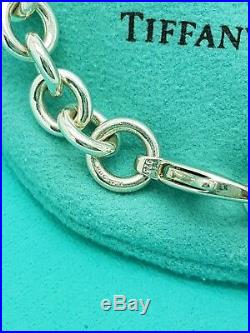 Tiffany & Co Silver 8mm Rolo Round Link Charm Bracelet 7.25 Hallmarked