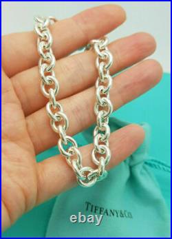 Tiffany & Co. Silver 8mm Round Link Charm 7.5 inches Bracelet, full UK Hallmarks