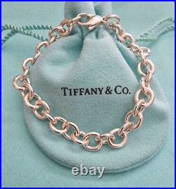 Tiffany & Co. Silver 8mm Round Link Charm 7.5 inches Bracelet, full UK Hallmarks