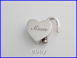 Tiffany & Co Silver 925 MOM Heart Padlock Pendant Charm 4 Necklace Bracelet