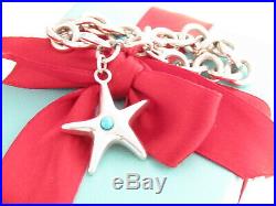 Tiffany & Co Silver 925 Turquoise Starfish Charm Bracelet 7.5