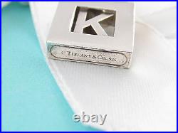 Tiffany & Co Silver Alphabet K Padlock Charm for Necklace / Bracelet Pouch