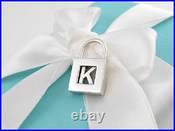 Tiffany & Co Silver Alphabet K Padlock Charm for Necklace / Bracelet Pouch