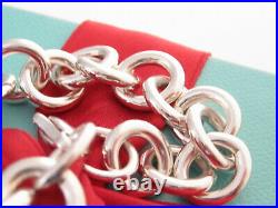 Tiffany & Co Silver Alphabet Letter K Heart Charm Pendant Bracelet 7.5