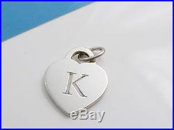 Tiffany & Co Silver Alphabet Letter K Heart Charm Pendant For Necklace Bracelet