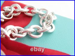 Tiffany & Co Silver Alphabet Letter M Heart Charm Pendant Bracelet 7.125