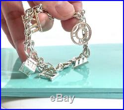 Tiffany & Co Silver Atlas Roman Numeral 5 Charm Bangle Bracelet 6.75in 190605A