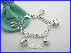Tiffany & Co Silver Baby Duck Cup Shoes Bear Charm Bracelet Bangle Excellent