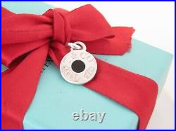 Tiffany & Co Silver Black Enamel 1837 Circle Charm For Necklace Or Bracelet