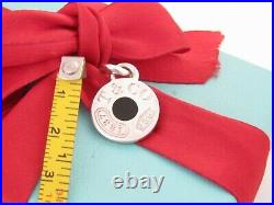 Tiffany & Co Silver Black Enamel 1837 Circle Charm For Necklace Or Bracelet