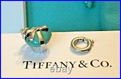 Tiffany & Co Silver Blue Enamel Cupcake Ribbon Charm Pendant Necklace Bracelet