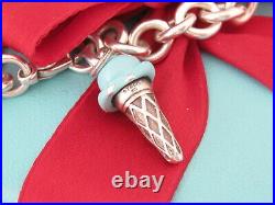 Tiffany & Co Silver Blue Enamel Ice Cream Charm Pendant Bracelet 7.5