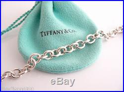 Tiffany & Co Silver Blue Enamel Return to Tiffany Heart Padlock Charm Bracelet