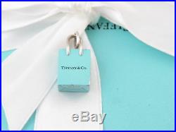 Tiffany & Co Silver Blue Enamel Shopping Bag Charm 4 Necklace Bracelet