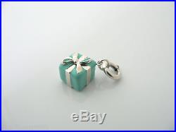 Tiffany & Co Silver Blue Enamel Signature Gift Charm Clasp for Necklace Bracelet