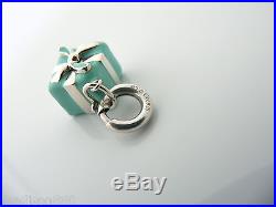 Tiffany & Co Silver Blue Enamel Signature Gift Charm Clasp for Necklace Bracelet
