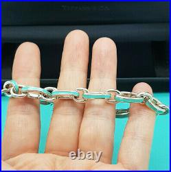 Tiffany & Co. Silver Blue enamel Oval Clasping Link 7.75 Italy Charm Bracelet