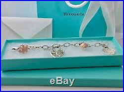 Tiffany & Co Silver Charm Bracelet Enamel Pig Cup Cake I Love You Heart Key 7.5