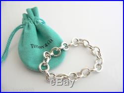 Tiffany & Co Silver Circles Link Clasp Charm Bracelet Bangle 8 Inch Chain