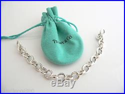 Tiffany & Co Silver Circles Link Clasp Charm Bracelet Bangle 8 Inch Chain