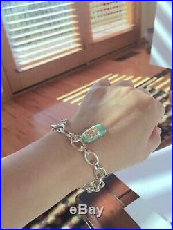 Tiffany & Co Silver Clasping End Bracelet Blue Enamel Convertible Car Charm 7.5