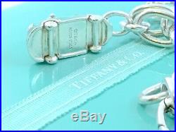 Tiffany & Co Silver Clasping End Bracelet Blue Enamel Convertible Car Charm 7.5