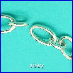 Tiffany & Co. Silver Clasping Oval Link LARGE 8.25 inches Italy Charm Bracelet